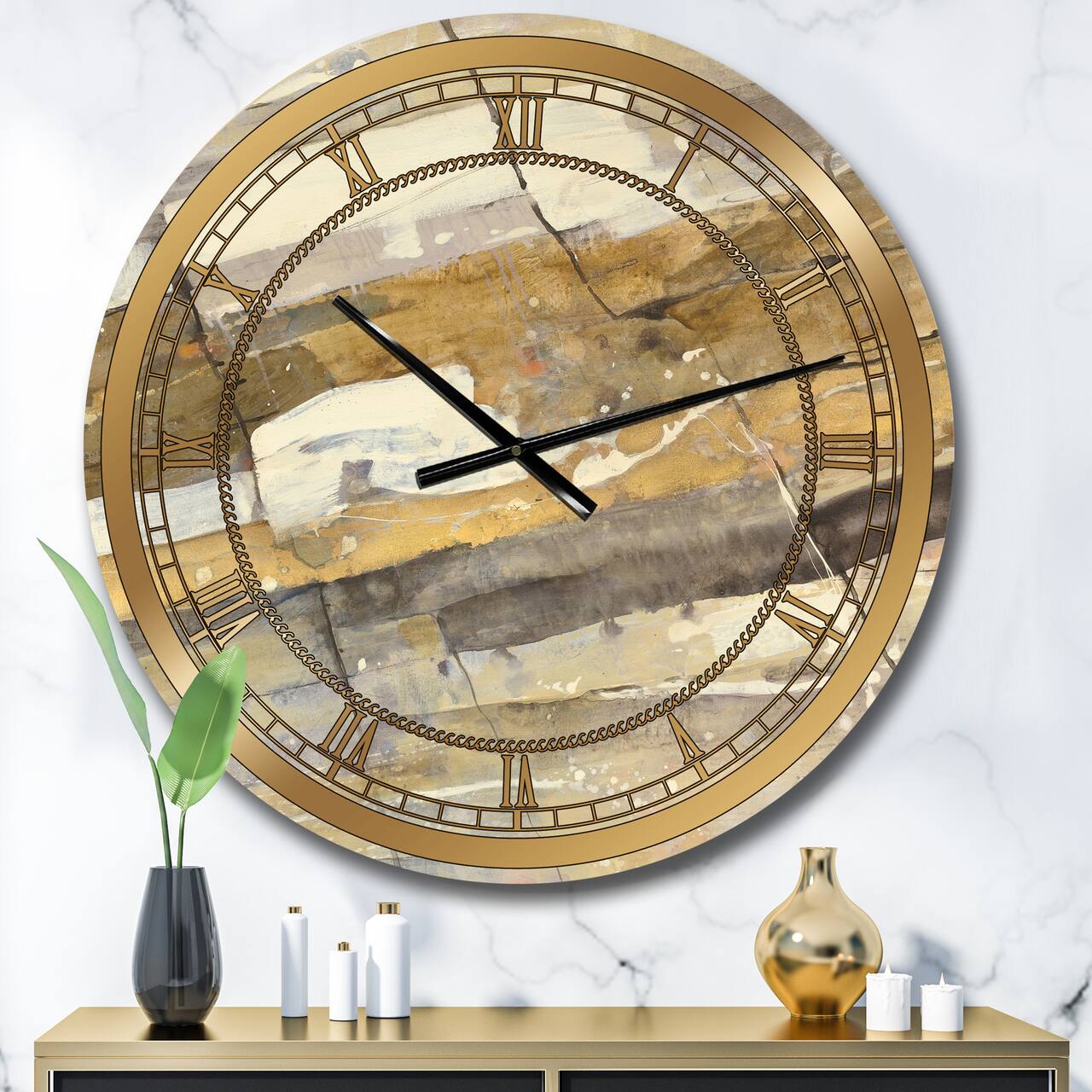 Designart 'Fire And Ice Minerals V Glam Wall Clock